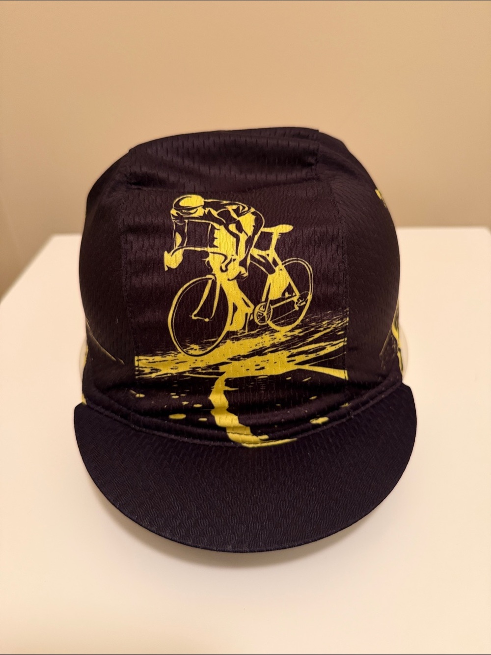 Cycling Cap - Black & Yellow Bike Graphic